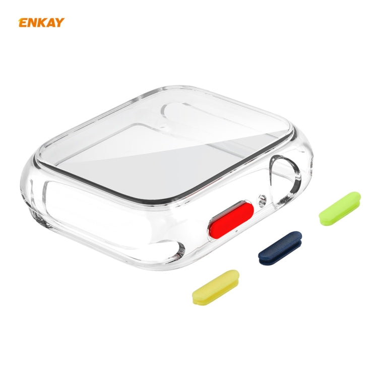 ENKAY Hat-prince Full Coverage TPU Case + Tempered Glass Protector for Apple Watch Series 6 / 5 / 4 / SE 44mm, For Apple Watch Series 6 / 5 / 4 / SE 44mm For Apple Watch Series 6 5 4 SE 44mm Transparent