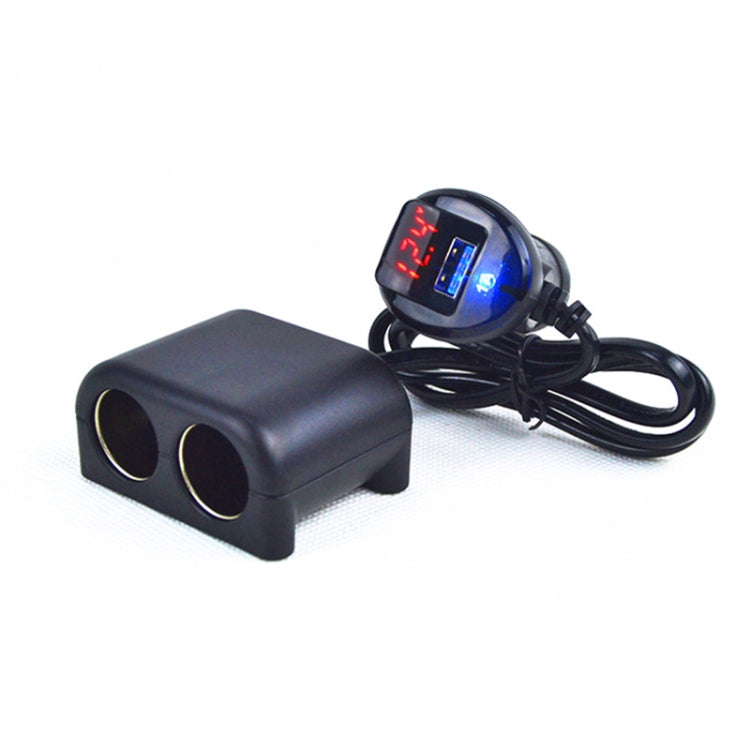 Cigarette Lighter Adapter 2 Socket Cigarette Lighter Splitter with LED Voltage Display USB Car Charger Adapter, 2 Socket 2 Socket