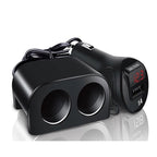 Cigarette Lighter Adapter 2 Socket Cigarette Lighter Splitter with LED Voltage Display USB Car Charger Adapter, 2 Socket
