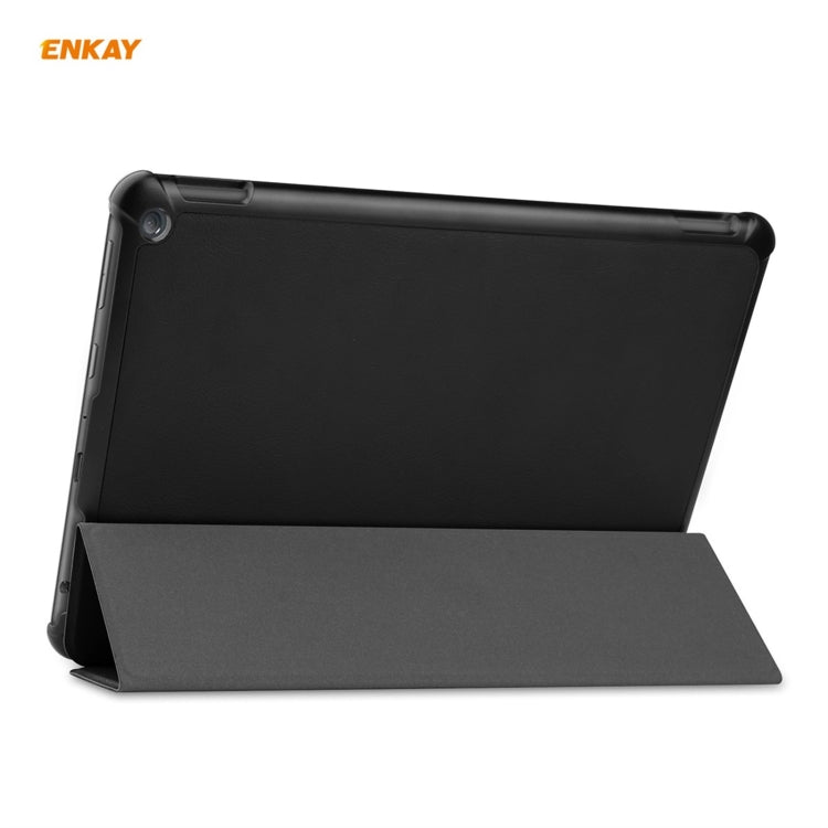 ENKAY PU Leather + Plastic Smart Case with Three-folding Holder for Amazon Fire HD 10 / 10 Plus (2021) – Flip, Leather, For Amazon Fire HD 10 / 10 Plus (2021)