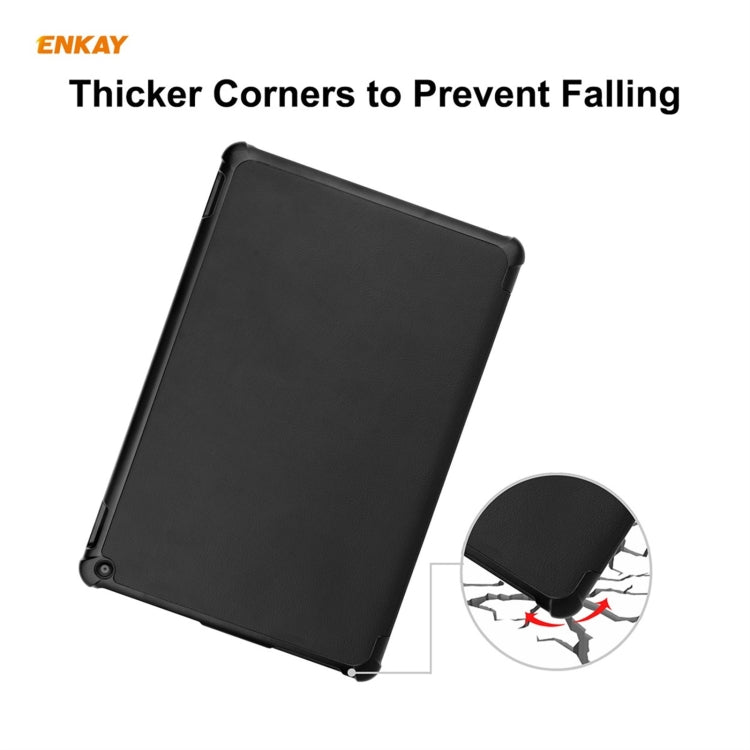 ENKAY PU Leather + Plastic Smart Case with Three-folding Holder for Amazon Fire HD 10 / 10 Plus (2021) – Flip, Leather, For Amazon Fire HD 10 / 10 Plus (2021)