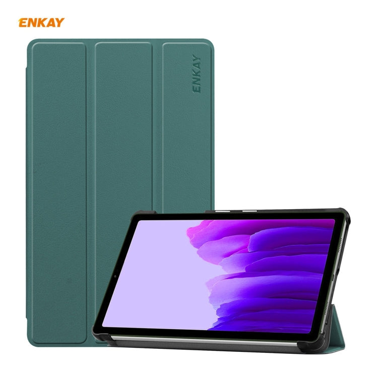 ENKAY PU Leather + Plastic Case with Three-folding Holder for Samsung Galaxy Tab A7 Lite T220 / T225 – Flip, Leather, For Samsung Galaxy Tab A7 Lite T220 For Samsung Galaxy Tab A7 Lite T220 Green