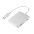 WS-03 4 in 1 USB 3.0 to VGA + HDMI + DVI + RJ45 Network Card Ethernet Converter – Aluminum Alloy, 4K Default Title