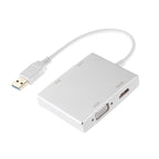 WS-03 4 in 1 USB 3.0 to VGA + HDMI + DVI + RJ45 Network Card Ethernet Converter – Aluminum Alloy, 4K Default Title