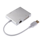 WS-03 4 in 1 USB 3.0 to VGA + HDMI + DVI + RJ45 Network Card Ethernet Converter – Aluminum Alloy, 4K
