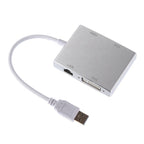 WS-03 4 in 1 USB 3.0 to VGA + HDMI + DVI + RJ45 Network Card Ethernet Converter – Aluminum Alloy, 4K