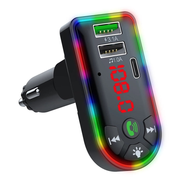 F7 Car MP3 Player 12V Colorful Breathing Light QC3.1 Wireless Dual Port Fast Charging PD, F7 F7
