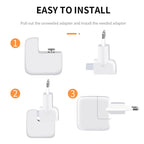 2 PCS XJ01 Power Adapter for iPad 10W 12W Charger & MacBook Series Charger, EU Plug, EU Plug