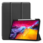ENKAY 3-Folding Shockproof TPU Cover Custer Texture PU Leather Case with Pencil Slot & Holder & Sleep / Wake-up Function for iPad Pro 11 2021 / 2020 Black