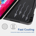 ENKAY 3-Folding Shockproof TPU Cover Custer Texture PU Leather Case with Pencil Slot & Holder & Sleep / Wake-up Function for iPad Pro 11 2021 / 2020