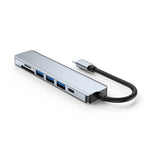 7 In 1 HDMI+SD/TF+USB2.0x2+USB3.0+PD to Type-C HUB Docking Station – Aluminum Alloy, 4K