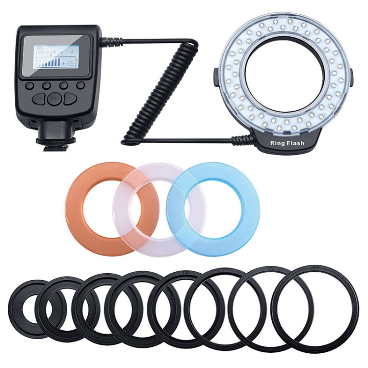 HD-130 Macro LED Ring Flash Light with 8 Different Sizes Adapter Ring (40.5 / 52 / 55 / 58 / 62 / 67 / 72 / 77mm) & 3 x Color Diffuser Default Title