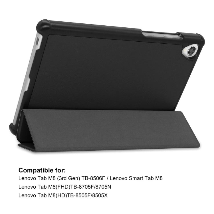 ENKAY Custer Texture Horizontal Flip PU+PC Leather Case with Three-folding Holder – Flip, Leather, For Lenovo Tab M8 1/2/3