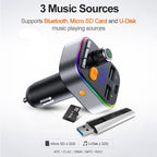 T48C Car Bluetooth 5.0 Fm Transmitter Kit Dual USB with Type-C 5V 2.4A Car Charger, T48C