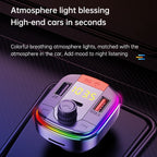 T832 Car Bluetooth FM Transmitter Colorful Light MP3 Player Powerful Quick Charger QC3.0, T832