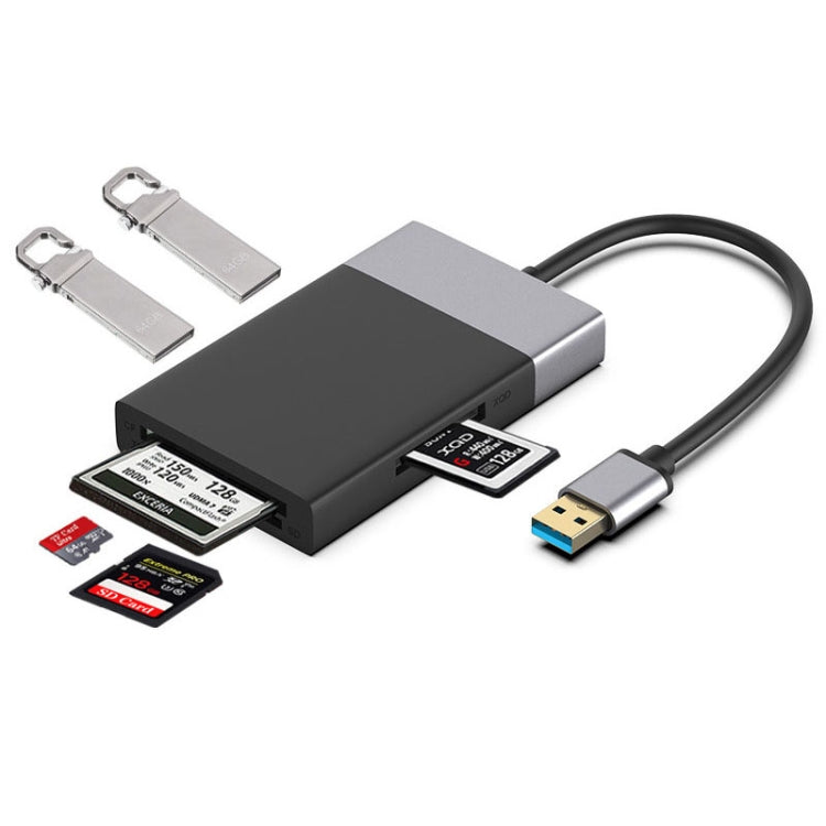 6-in-1 USB 3.0 to USB3.0 x 2+CF Card+TF Card+SD Card+XQD Card HUB Adapter – Durable Build, Easy to Use Default Title