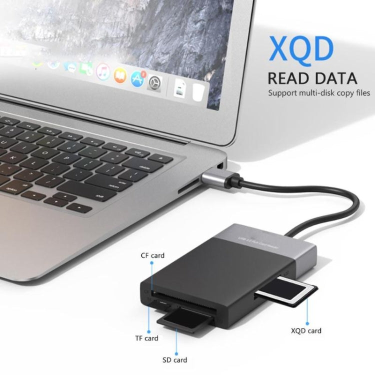 6-in-1 USB 3.0 to USB3.0 x 2+CF Card+TF Card+SD Card+XQD Card HUB Adapter – Durable Build, Easy to Use