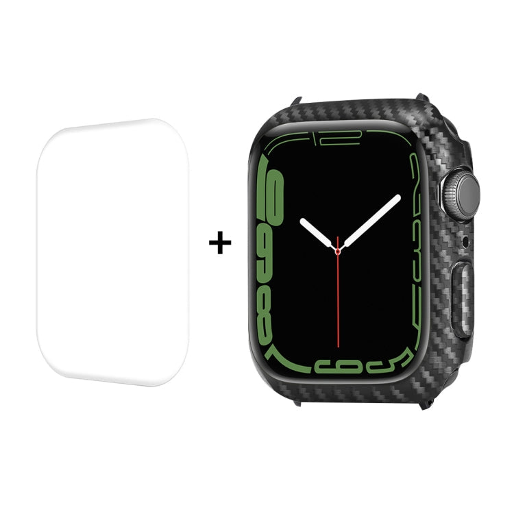 ENKAY Carbon Fiber PC Case + Full Coverage PET Screen Protector, For Apple Watch Series 9 / 8 / 7 41mm, For Apple Watch Series 9 / 8 / 7 45mm For Apple Watch Series 9 8 7 41mm