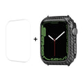 ENKAY Carbon Fiber PC Case + Full Coverage PET Screen Protector, For Apple Watch Series 9 / 8 / 7 41mm, For Apple Watch Series 9 / 8 / 7 45mm For Apple Watch Series 9 8 7 41mm