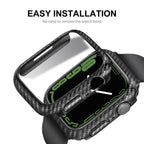 ENKAY Carbon Fiber PC Case + Full Coverage PET Screen Protector, For Apple Watch Series 9 / 8 / 7 41mm, For Apple Watch Series 9 / 8 / 7 45mm