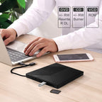 6-in-1 CD and DVD Recorder External USB 3.0 Optical Drive – Ultra-thin, Plug-and-play