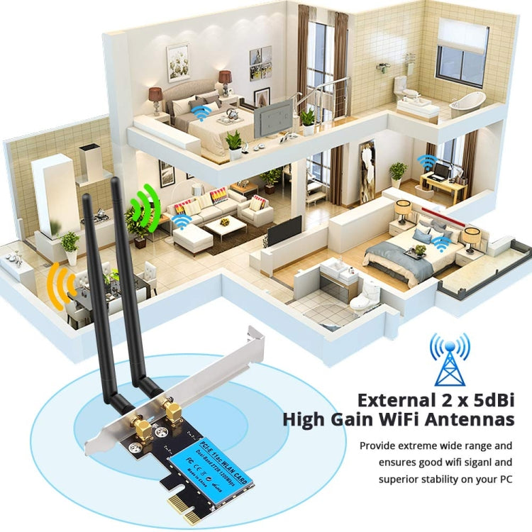 1200Mbps 5G / 2.4G Dual Band PCIe Wireless Network Card – 4K
