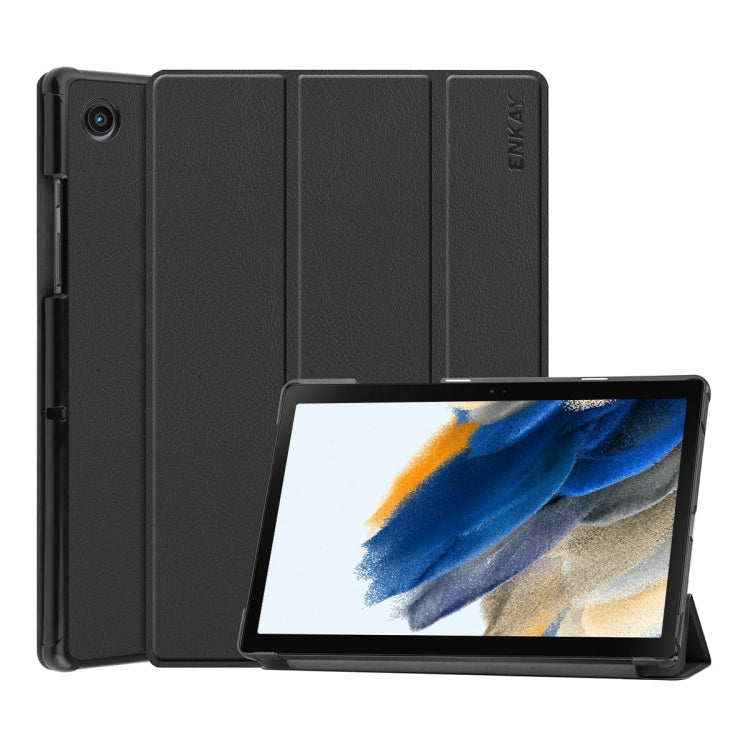 For Samsung Galaxy Tab A8 10.5 2021 ENKAY Custer Texture Leather Smart Tablet Case, For Samsung Galaxy Tab A8 10.5 2021 For Samsung Galaxy Tab A8 10.5 2021 Black