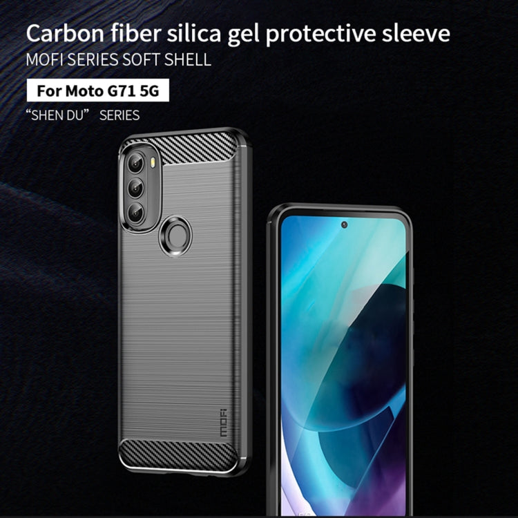 MOFI Gentleness Brushed Carbon Fiber Soft TPU Case – TPU, For Motorola Moto G71 5G, For Motorola Moto G200 5G / Edge S30, For Motorola Moto G Power 2022