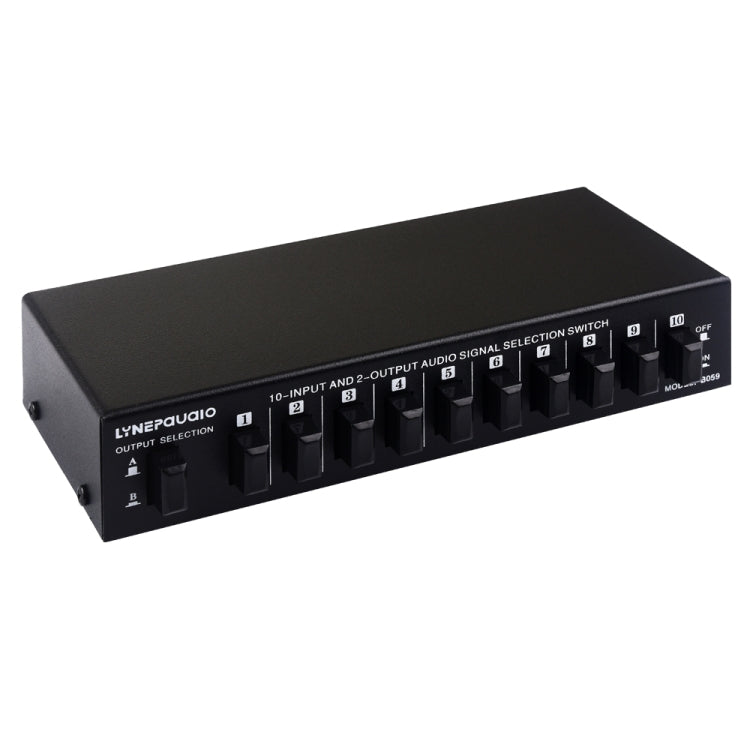 B059 10 In 2 Out / 2 In 10 Out 2-Way RCA Switch Audio Frequency Signal Select Shift Device Loudspeaker Box, B059 B059