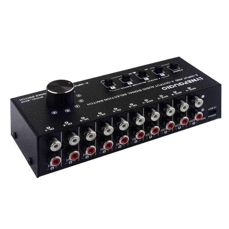 6 In 4 Out RCA Audio Switcher Signal Selector Distribute Device Switch Control Default Title