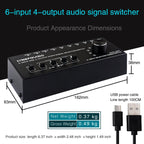 6 In 4 Out RCA Audio Switcher Signal Selector Distribute Device Switch Control