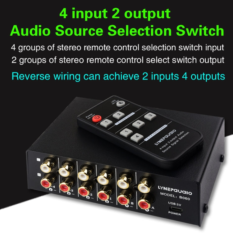 4 In 2 Out / 2 In 4 Out RCA Audio Signal Selector Switch Device with Remote Control – TPU