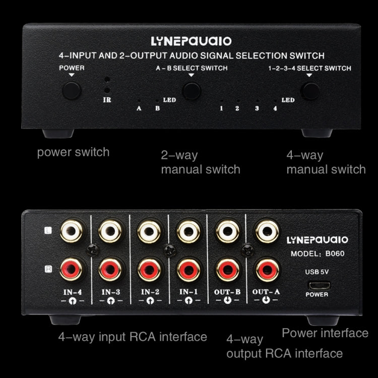4 In 2 Out / 2 In 4 Out RCA Audio Signal Selector Switch Device with Remote Control – TPU