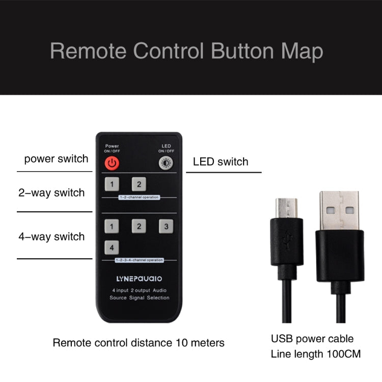 4 In 2 Out / 2 In 4 Out RCA Audio Signal Selector Switch Device with Remote Control – TPU