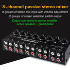 B066 Mini Stereo 8 Channel RCA Non Source Sound Passive Mixer, No Power Supply, 8 Channel RCA – TPU