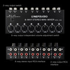 B066 Mini Stereo 8 Channel RCA Non Source Sound Passive Mixer, No Power Supply, 8 Channel RCA – TPU