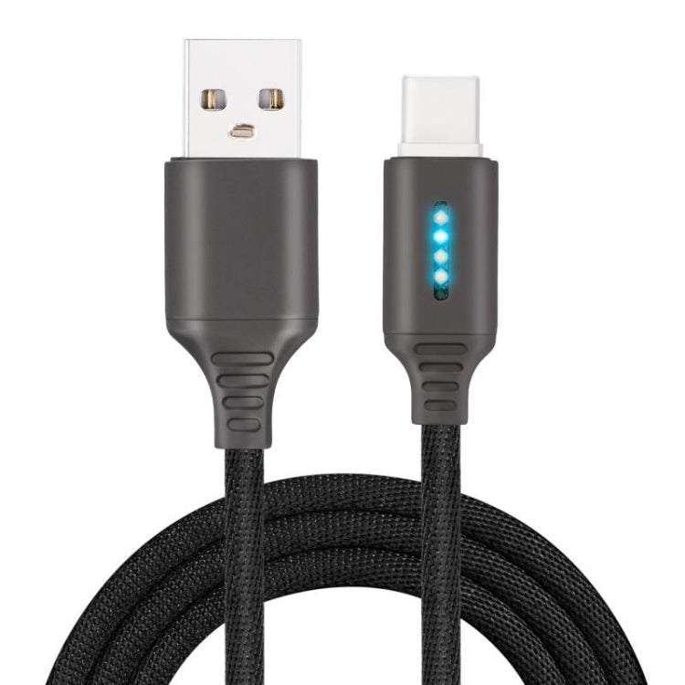 Type-c Intelligent automatic Power cut-off Cable for Zinc Alloy in Light-emitting Data Line – Durable Build, Easy to Use black