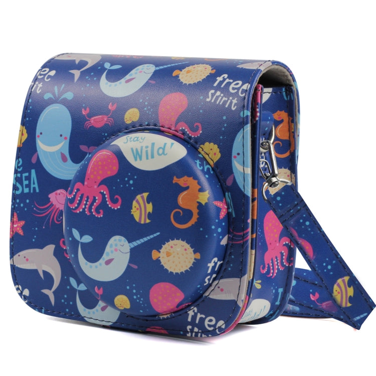 Ocean World Pattern Full Body Camera PU Leather Case Bag with Strap for FUJIFILM instax mini 9 / mini 8+ / mini 8, Ocean World Pattern Ocean World Pattern