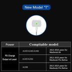 PD-65W USB-C / Type-C + QC3. 0 USB Laptop Charging Adapter + 1.8m USB-C / Type-C to MagSafe 2 / T Head Data Cable, UK Plug / US Plug, MagSafe 2 / T Cable, UK Plug / US Plug
