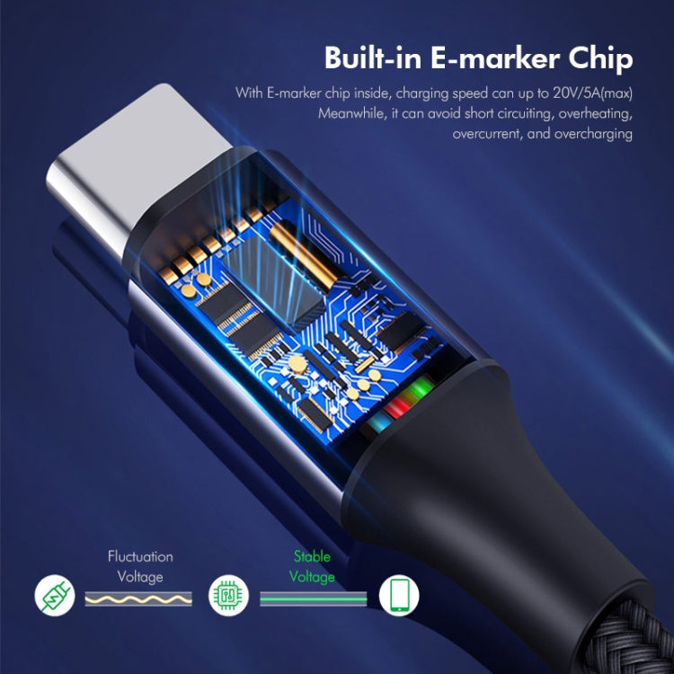 ENKAY PD100W 5A USB-C / Type-C to Type-C Fast Charging Cable with E-Marker, 1m, 2m – Wear-resistant, Fast Charging, TPU