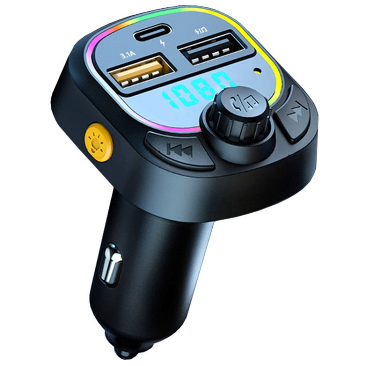C28 Fast Charging Atmosphere Light Handsfree Car Kit Car Mp3 Player Stereo FM Transmitter, C28 C28