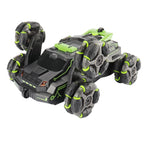 MoFun JC03 2.4G remote control six-wheel stunt car 360 degree swing arm without dead angle drift spray remote control car, MoFun JC03 (Green)