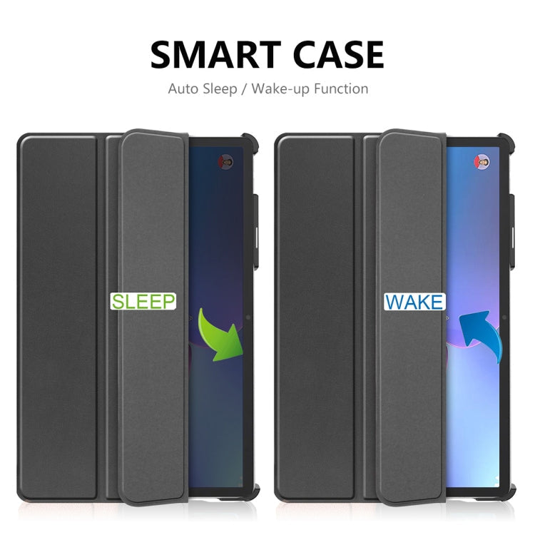 ENKAY Tri-fold Custer Texture Leather Stand Smart Case – Shockproof, Waterproof, Flip, For Lenovo Tab P11 Pro Gen2 11.2 inch 2022