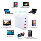 GaN 100W Dual USB + Dual USB-C/Type-C Multi Port Charger with 2m Type-C to Type-C Data Cable Set, US Plug, US / EU Plug, US / UK Plug, US / AU Plug, US / EU / UK Plug, US / EU / UK / AU Plug