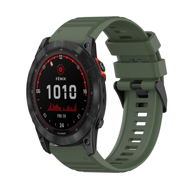 Watch Band – Silicone (26mm) #3 For Garmin Fenix 7X Solar Army Green