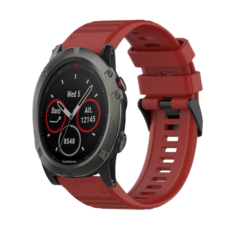 Watch Band – Silicone (26mm) #6 For Garmin Fenix 5X Plus Red