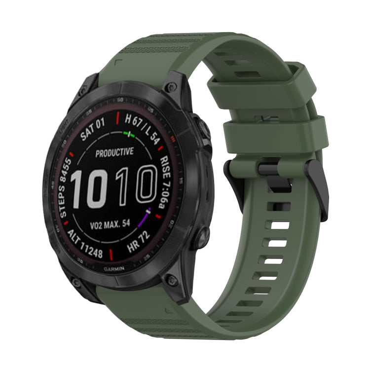 Watch Band – Silicone (22mm) #4 For Garmin Fenix 7 Sapphire Solar Army Green