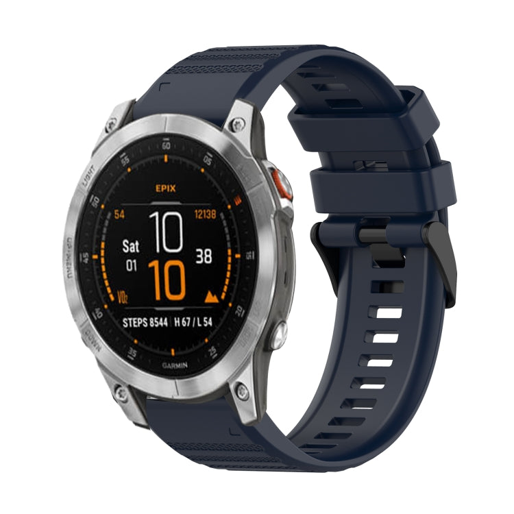 22mm Horizontal Texture Silicone Watch Band with Removal Tool, For Garmin Epix Gen 2, For Garmin Approach S62, For Garmin Fenix 6 GPS For Garmin Epix Gen 2 Navy Blue