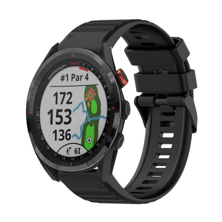22mm Horizontal Texture Silicone Watch Band with Removal Tool, For Garmin Epix Gen 2, For Garmin Approach S62, For Garmin Fenix 6 GPS For Garmin Approach S62 Black