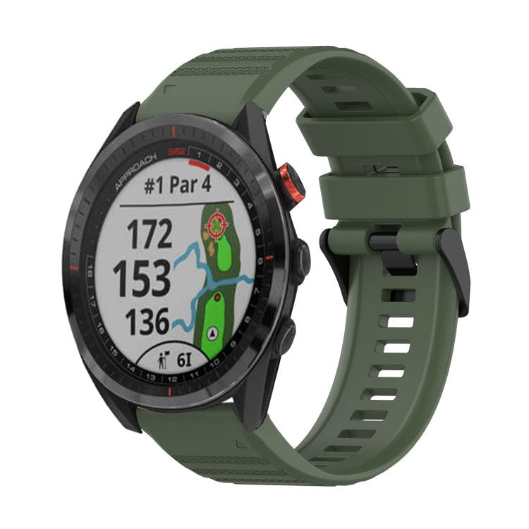 22mm Horizontal Texture Silicone Watch Band with Removal Tool, For Garmin Epix Gen 2, For Garmin Approach S62, For Garmin Fenix 6 GPS For Garmin Approach S62 Army Green